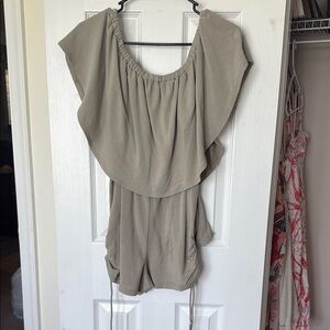 Stylish Tan Ruffle Romper